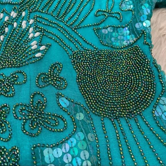 Turquoise beaded sequined blouse   - Picture 6 of 9